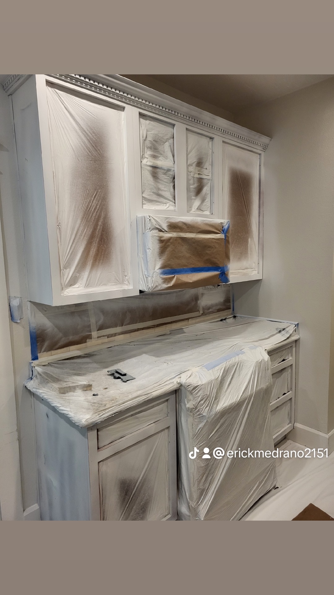 Detailed cabinet masking and prep work